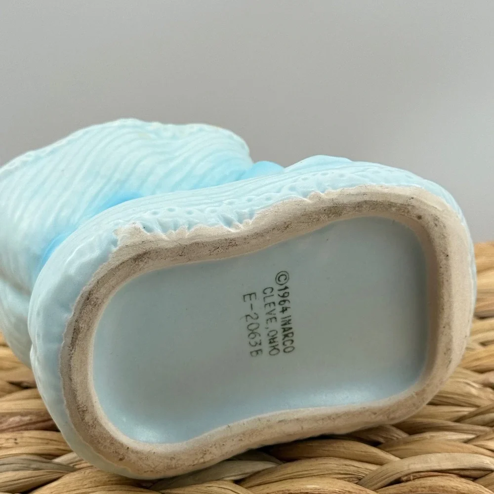 Vintage Baby Bootie Blue 1964 INARCO Cleveland‎ OH Ceramic Nursery Baby Shower